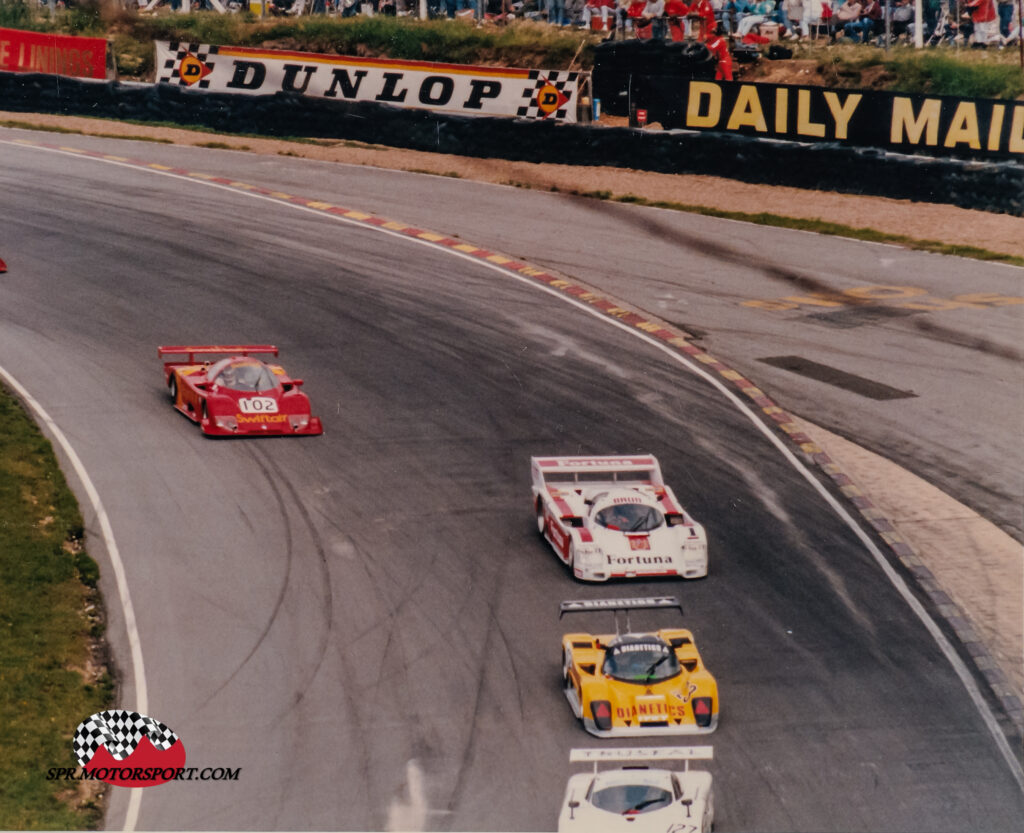 Charles Ivey Racing, Tiga Porsche GC287 (123) / Brun Motorsport, Porsche 962C (1) / Swiftair Ecurie Ecosse, Ecosse Ford C286 (102).