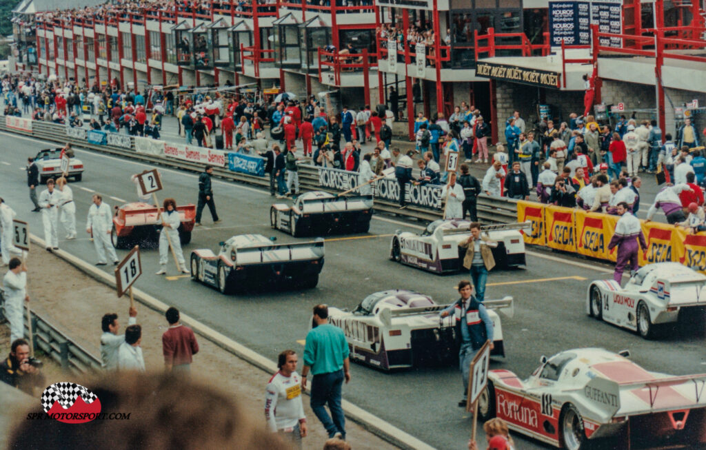 Brun Motorsport, Porsche 962C (17) / Rothmans Porsche, Porsche 962C (1,2) / TWR, Silk Cut Jaguar XJR-6 (51,52) / Liqui Moly Equipe, Porsche 956 (14) /  Brun Motorsport, Porsche 962C (18).