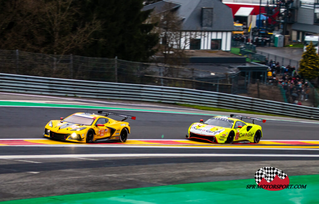 Corvette Racing, Chevrolet Corvette C8.R (33) / Kessel Racing, Ferrari 488 GTE Evo (57).