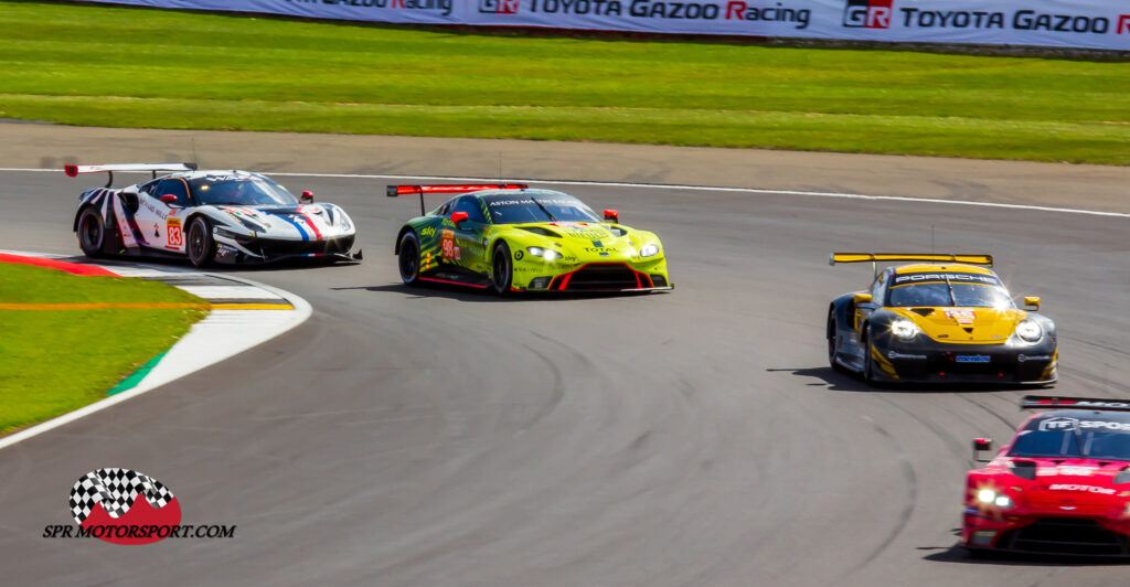 Team Project 1, Porsche 911 RSR (56) / Aston Martin Racing, Aston Martin Vantage AMR (98) / AF Corse, Ferrari 488 GTE Evo (83).