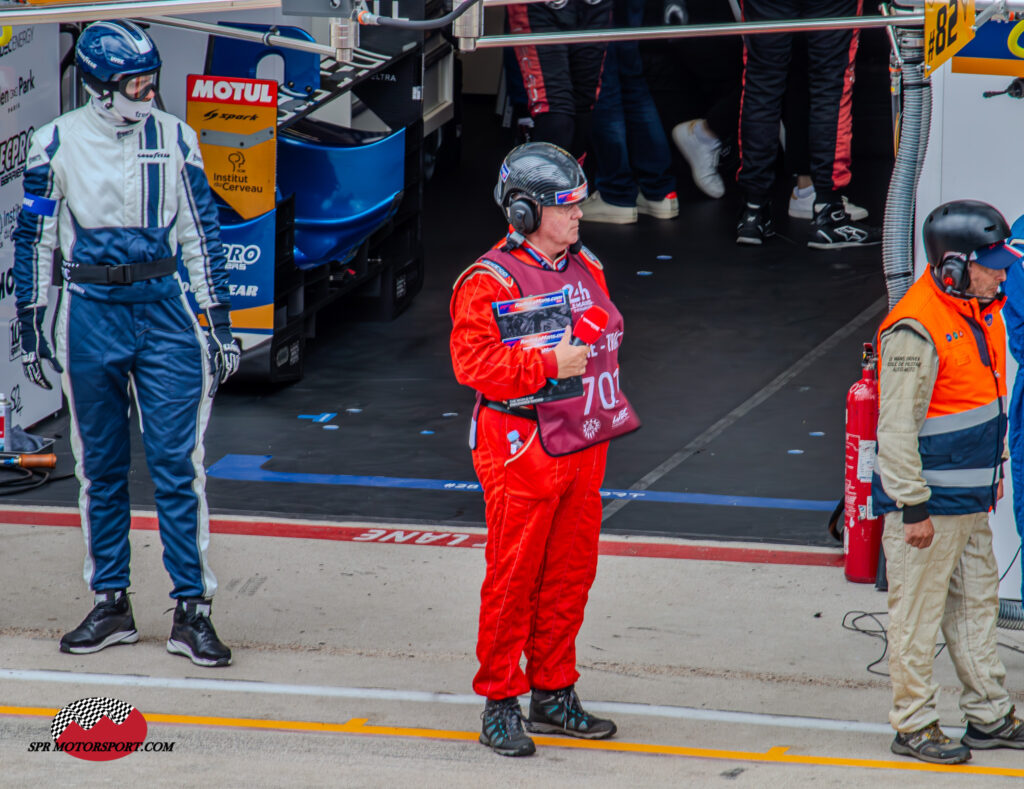 Joe Bradley Patroling the Pits for Radio Le Mans.com.