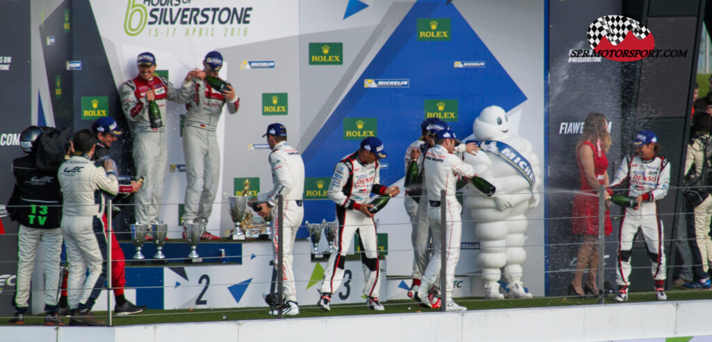 Ralf Juttner, Audi Sport Team Joest.  Marc Lieb / Romain Dumas / Neel Jani, Porsche Team. André Lotterer / Marcel Fässler / Benoit Tréluyer, Audi Sport Team Joest. Mike Conway / Stéphane Sarrazin / Kamui Kobayashi, Toyota Gazoo Racing.